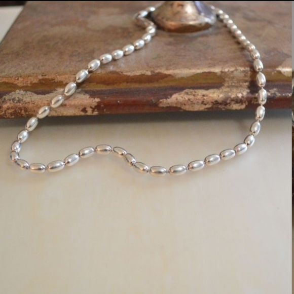 Italian 925 Silver Beaded Necklace - Picture 4 of 10